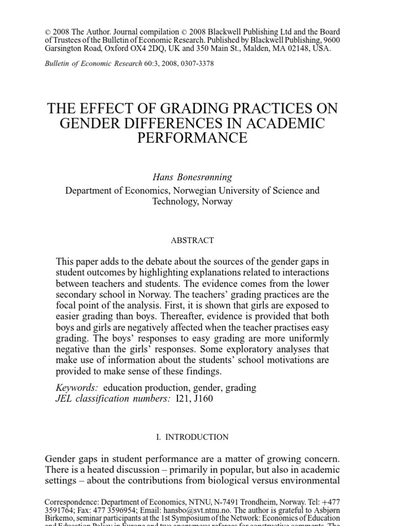 Grading Practices and Gender Gaps in Education | PDF | Motivation ...