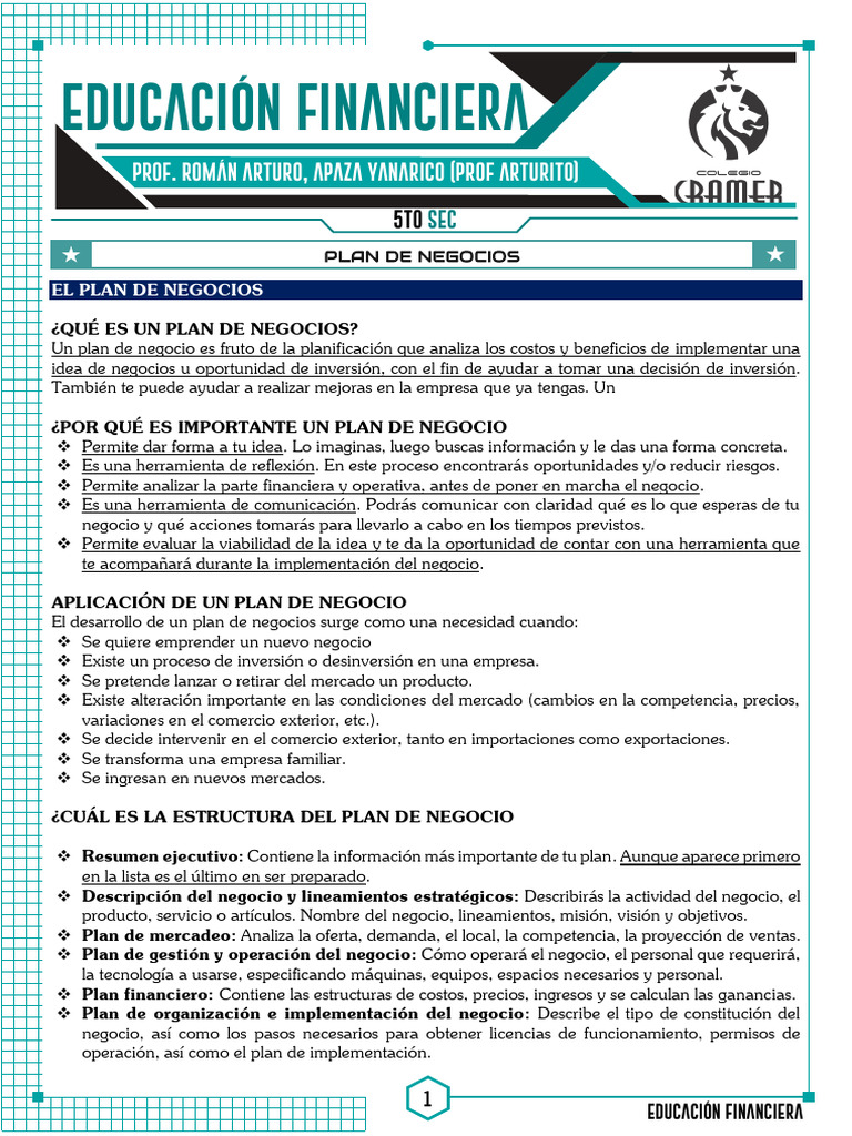 Guía para Crear un Plan de Negocios | PDF | Plan de negocios | Economias