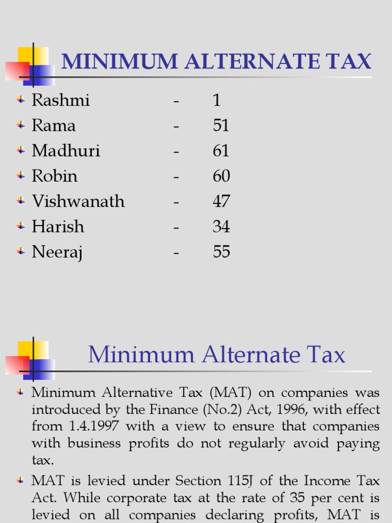 Minimum Alternate Tax PDF Tax Credit Tax Deduction
