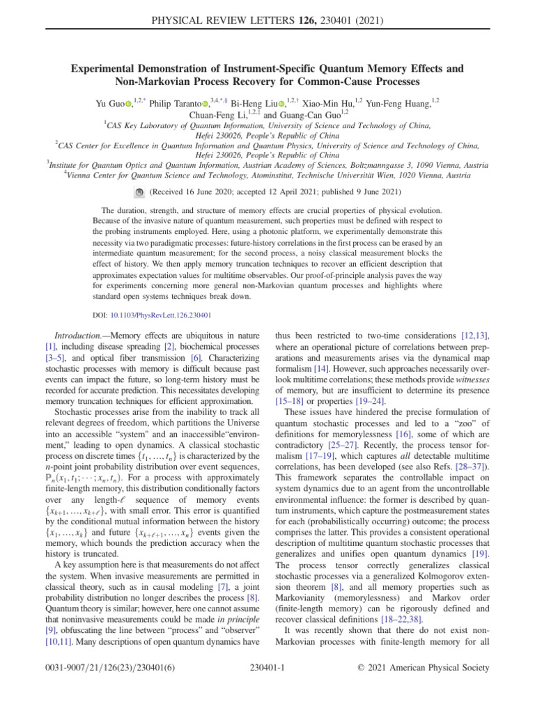 Experimental Demonstration of Instrument-Specific Quantum Memory ...