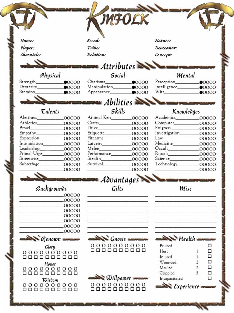 W20 2-Page Kinfolk Interactive | Download Free PDF | Role Playing Games