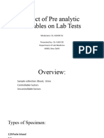 Effect of Pre Analytic Variables On Lab Tests