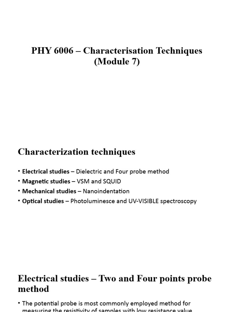 Phy 6006 Module 7 Vit Jk2 Pdf Electrical Resistivity And