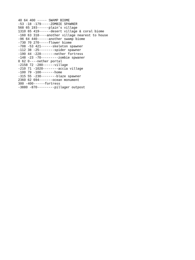 Minecraft Coordinates Guide | PDF