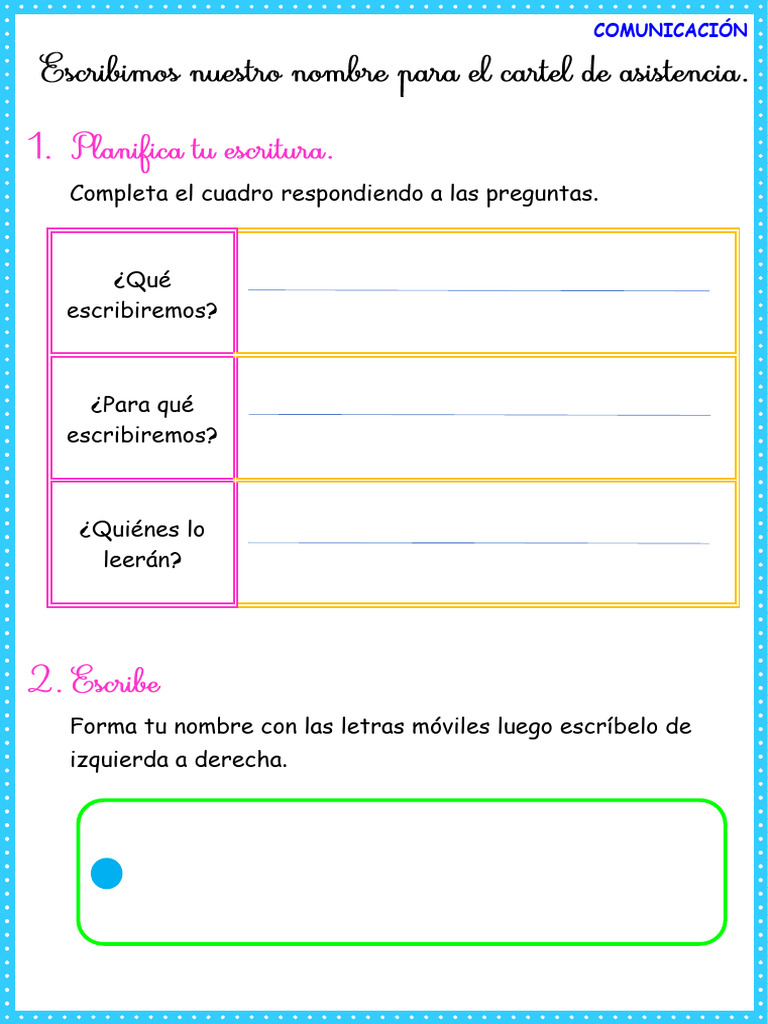 F. Escribimos Nuestros Nombres para El Cartel de Asistencia. | PDF