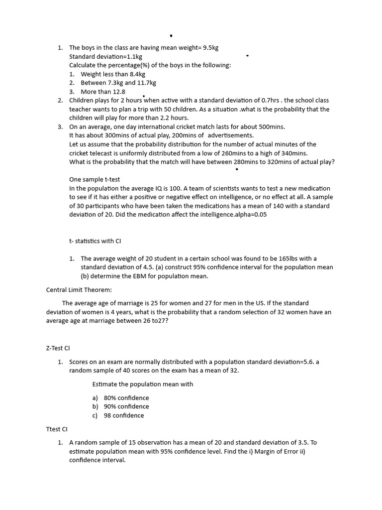 Statistics Examples | Download Free PDF | Confidence Interval ...