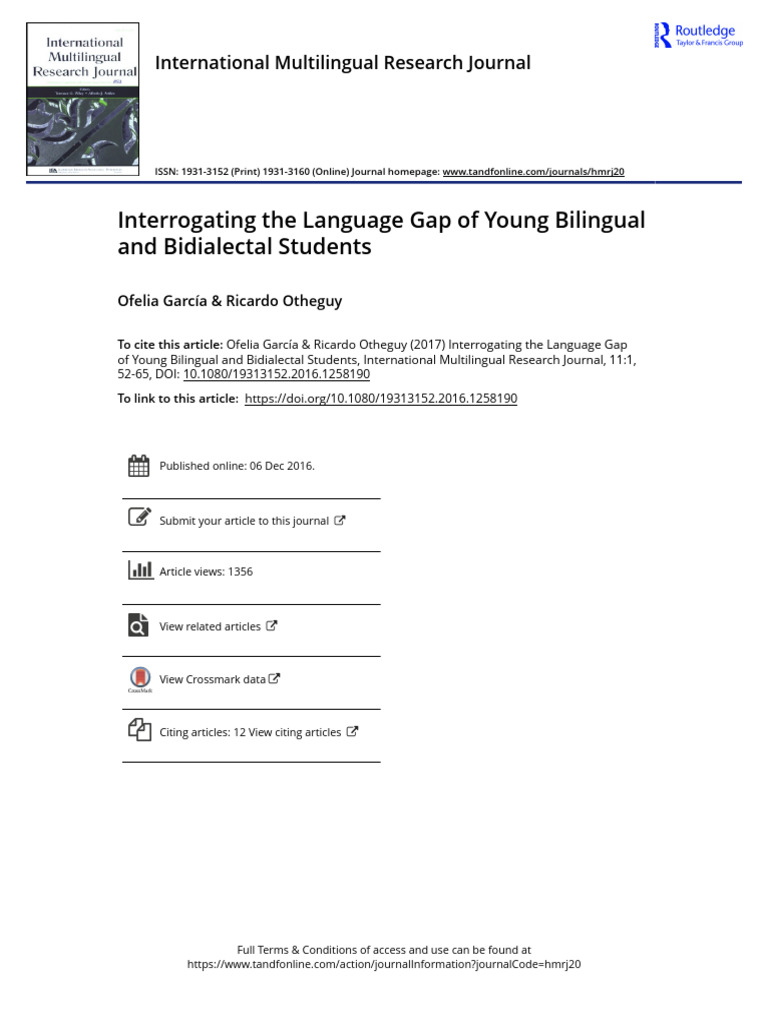 Language Gap in Bilingual Education | PDF | Multilingualism | Race ...