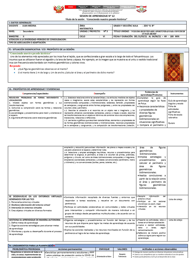 Geometría y Cultura Inca en Secundaria | PDF | Geometría | Aprendizaje