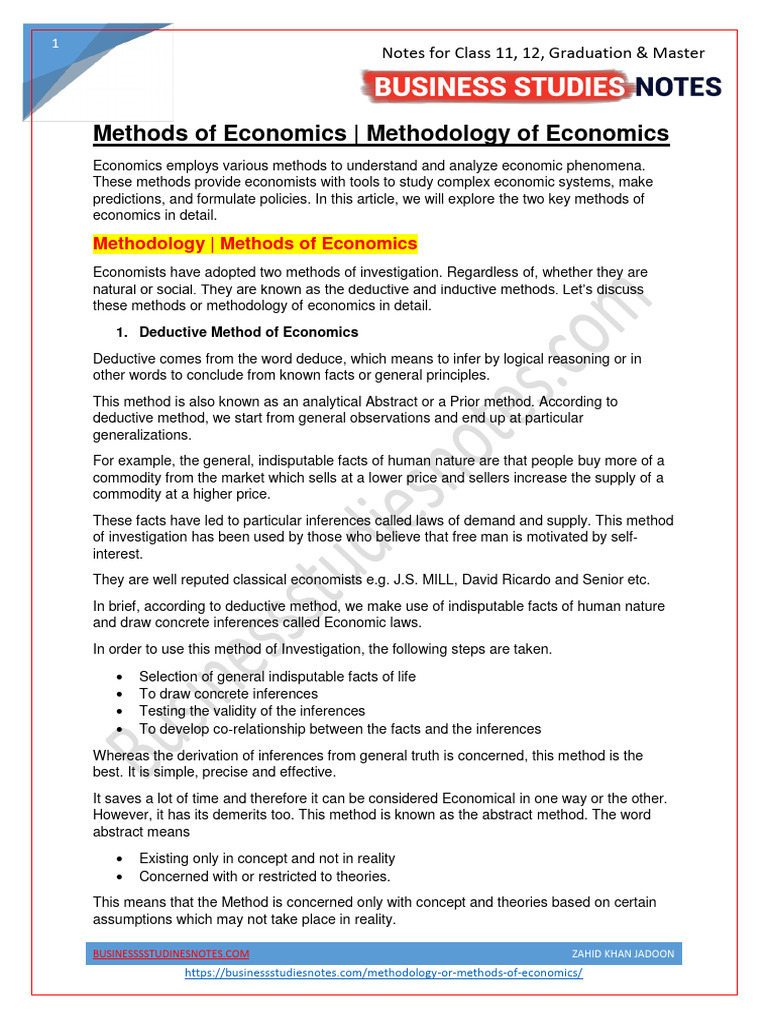 Methods of Economics Methodology of Economics | PDF | Economics ...