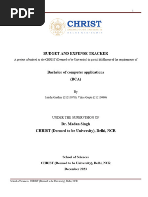 Final Budget and expense tracker report