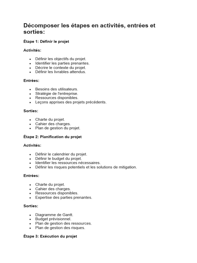 Décomposition des étapes d'un projet | PDF | Gestion de projet | Business
