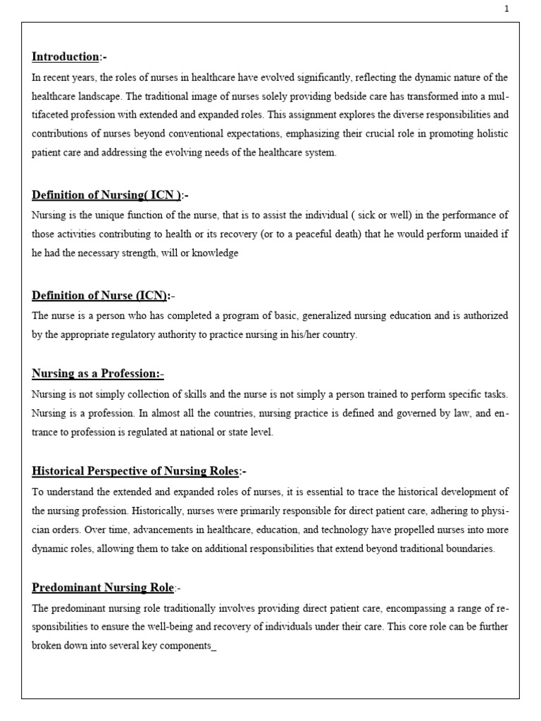 Extended and Expanded Role of Nurse - Tanmoy | PDF