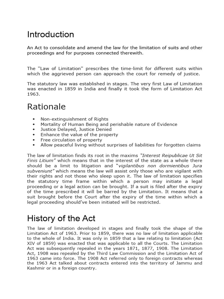 Limitation Law PDF Lawsuit Tort