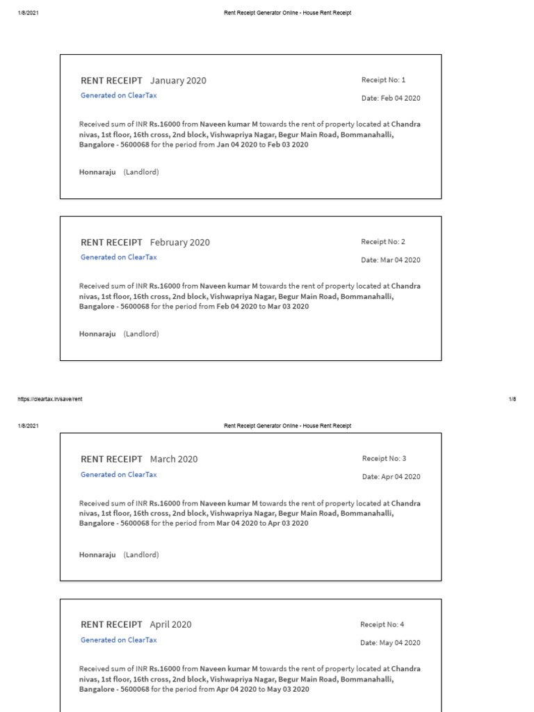 Rent receipt generator online house rent receipt pdf renting