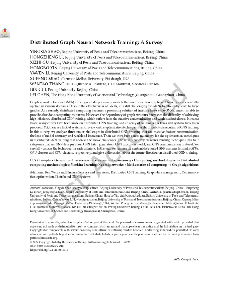 Distributed Graph Neural Network Training: A Survey | PDF | Deep ...