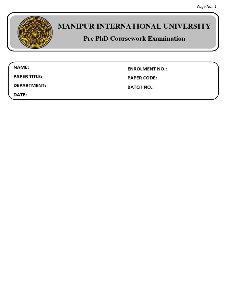 Pre PhD Exam Document Template | PDF
