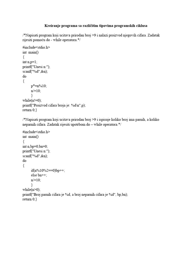 26 Kreiranje Programa Sa Razlicitim Tipovima Programskih Ciklusa Pdf