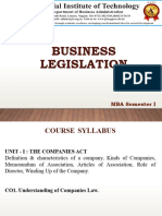 Business Legislation: MBA Semester I