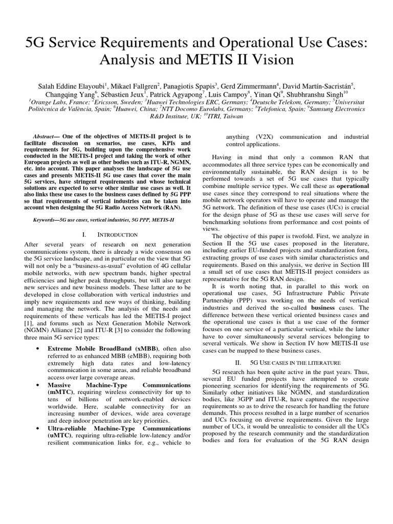5G Use Cases and Requirements Analysis | PDF | Computer Network ...
