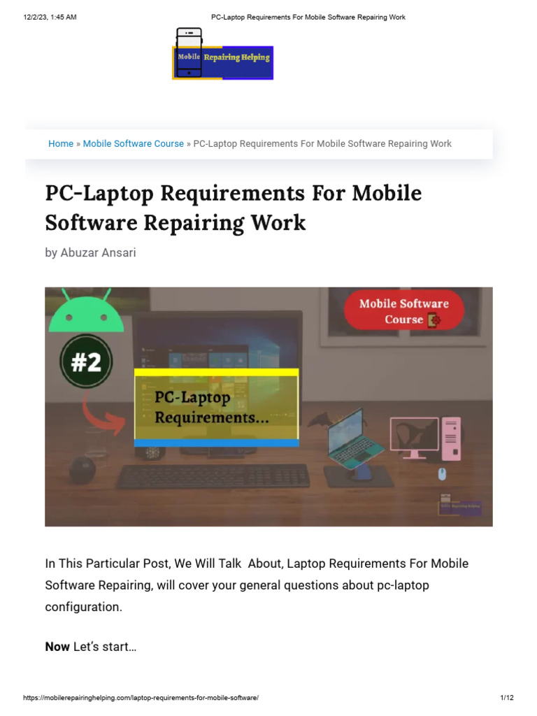 Laptop Specs for Mobile Software Repair | PDF | Windows 10 | 64 Bit ...