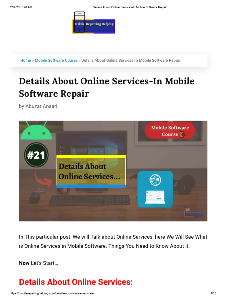 Details About Online Services In Mobile Software Repair Pdf Online
