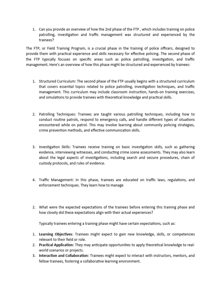 Can You Provide An Overview of How The 2nd Phase of The FTP | PDF ...