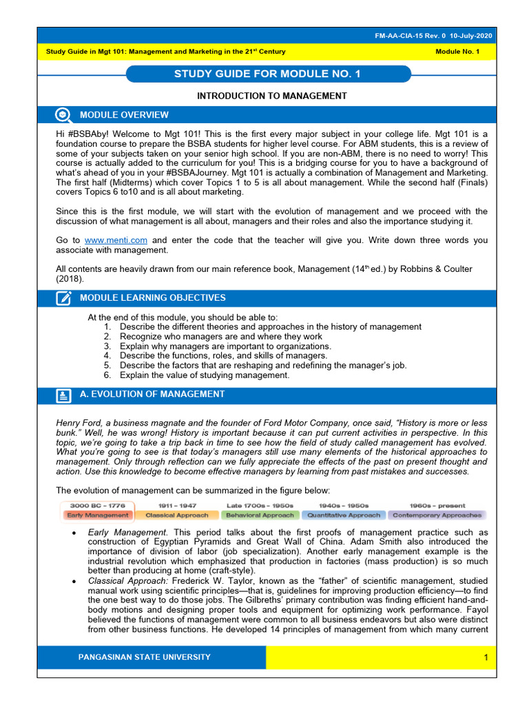 Mgt 101: Intro to Management Concepts | PDF | Business