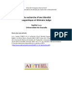 A La Recherche D'une Identité Linguistique Et Littéraire Belge