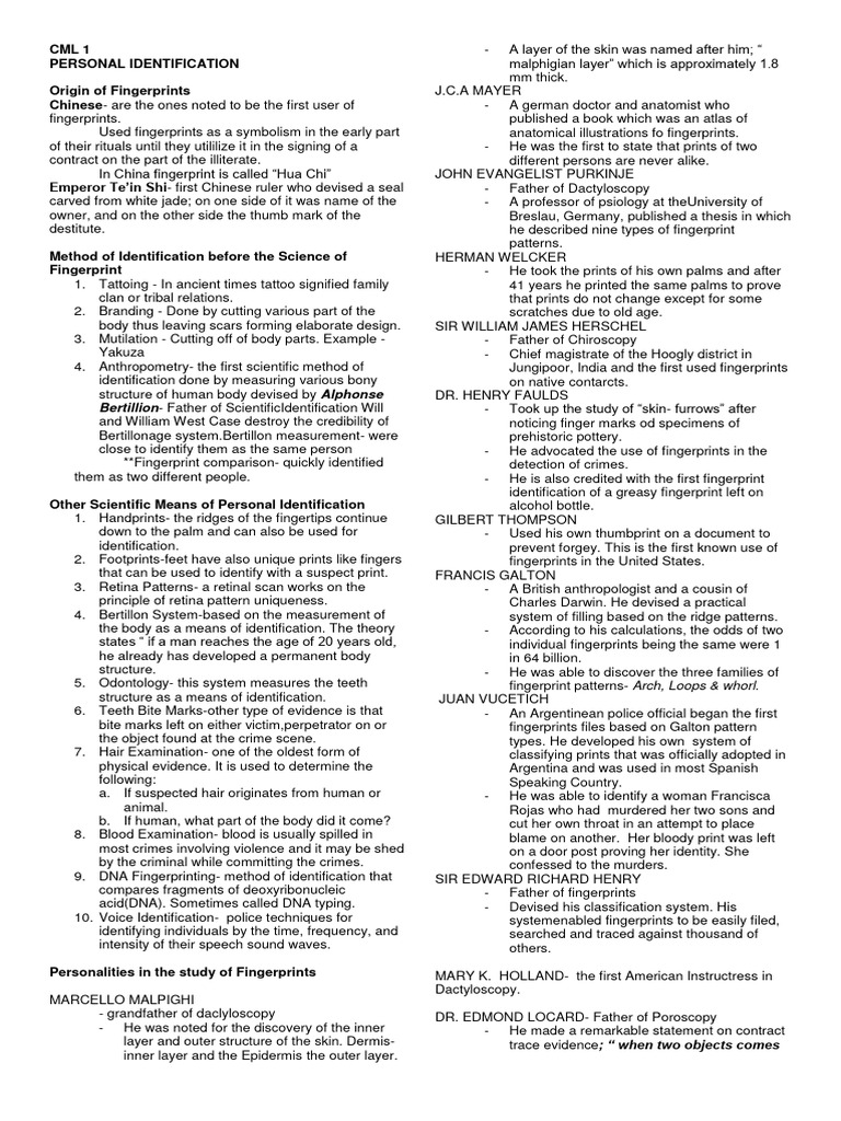 History and Science of Fingerprints | PDF | Fingerprint | Hand
