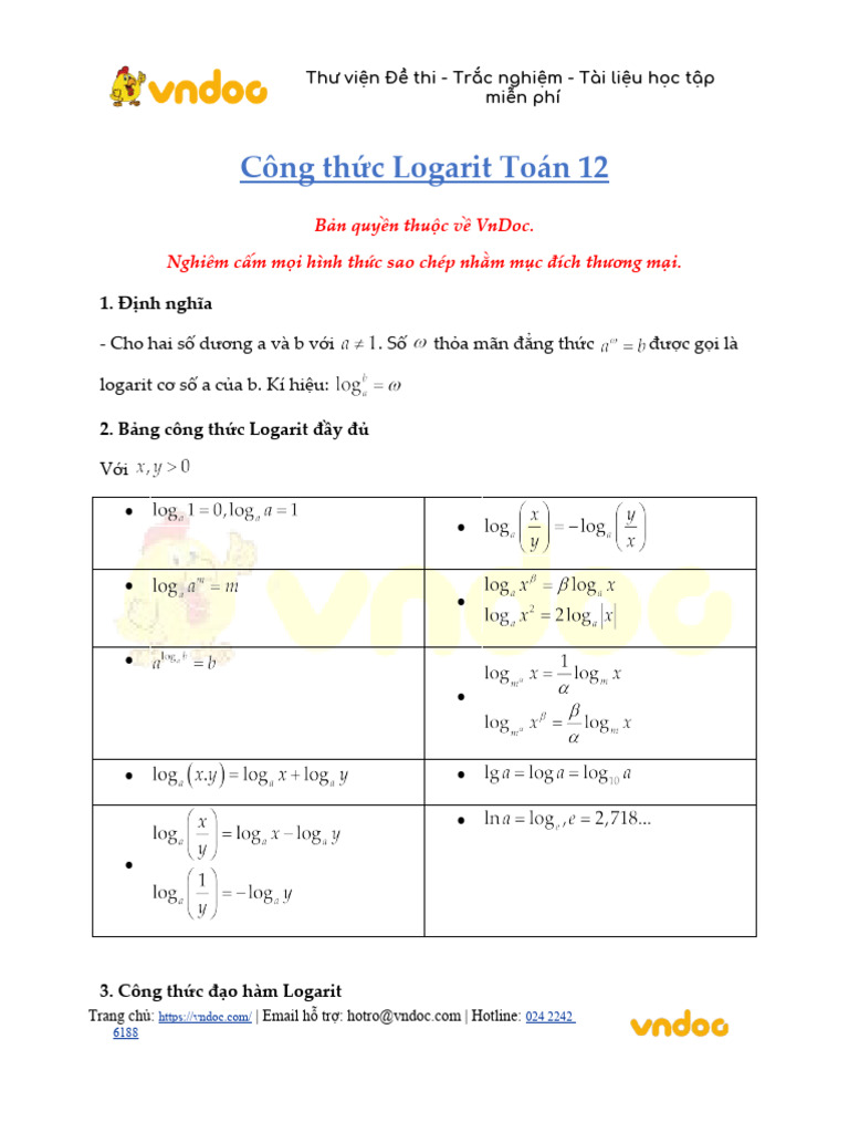 Cong thuc logarit toan 12 pdf