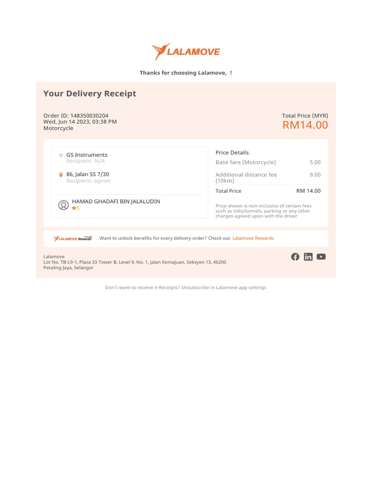 Order Receipt | PDF