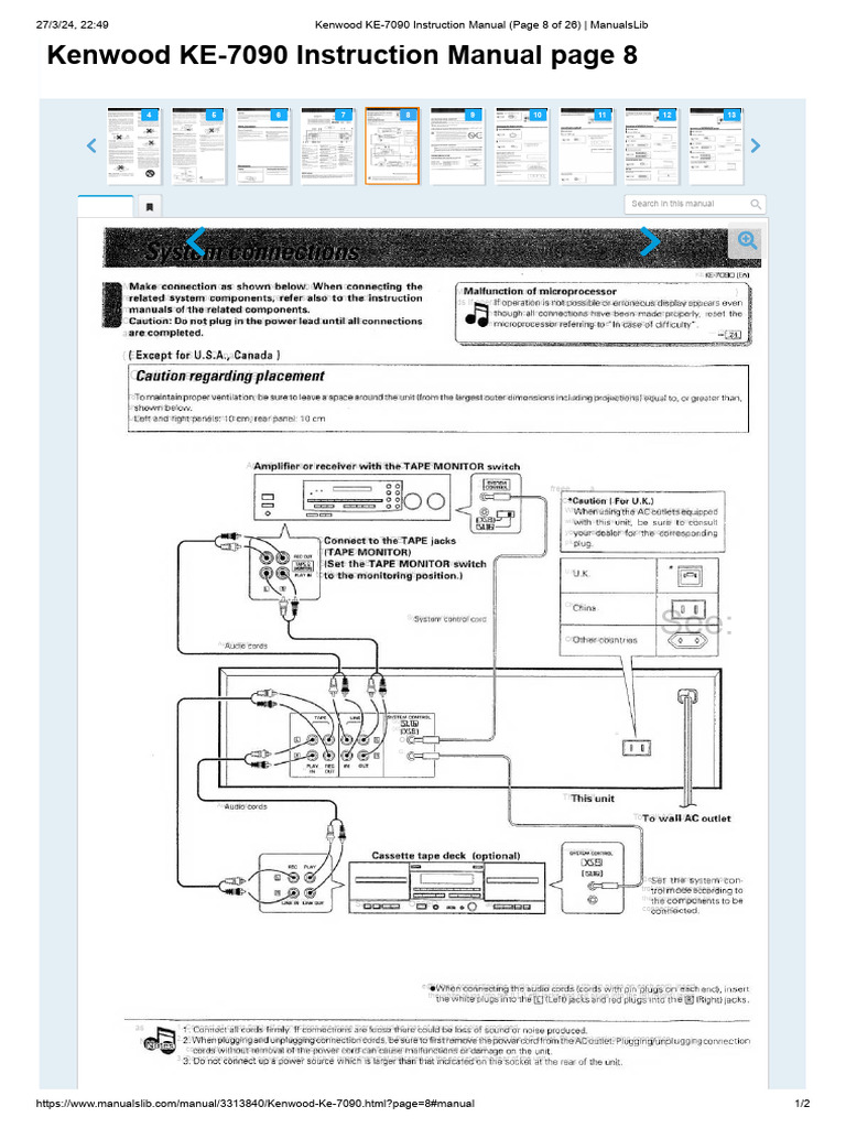 Kenwood KE-7090 Connection Guide | PDF | Ac Power Plugs And