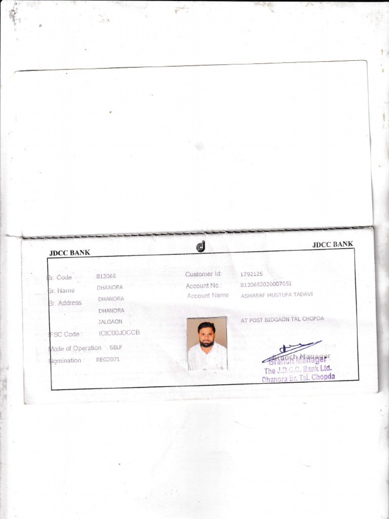 Sample Bank Passbook Format | PDF