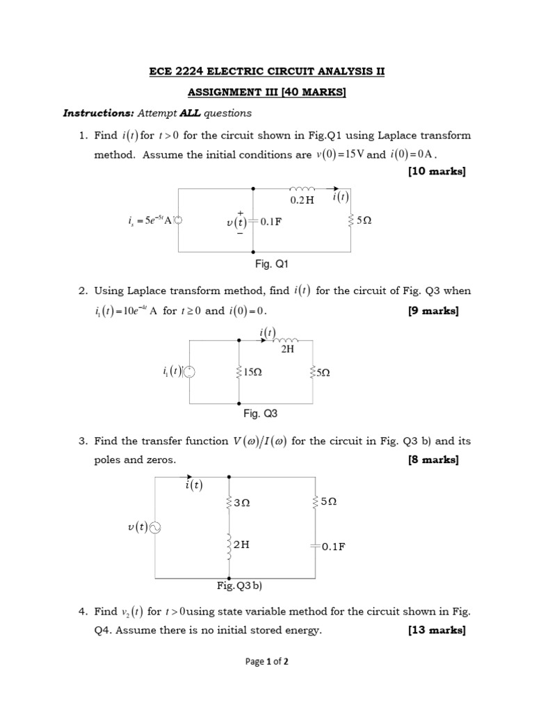 Electric Circuit Analysis II Assignment | PDF