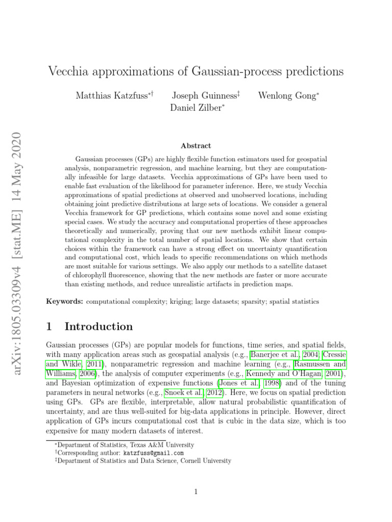 Vecchia Approximations of Gaussian-Process Predictions: Matthias ...