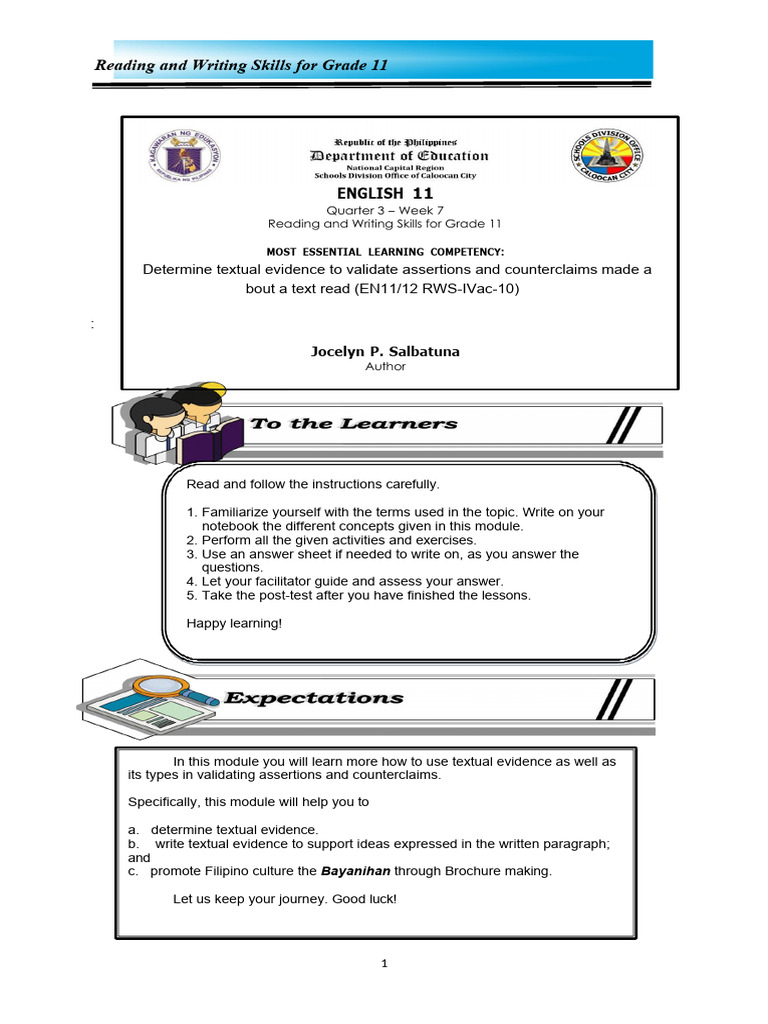 Reading and Writing Q3 Week 7 | PDF