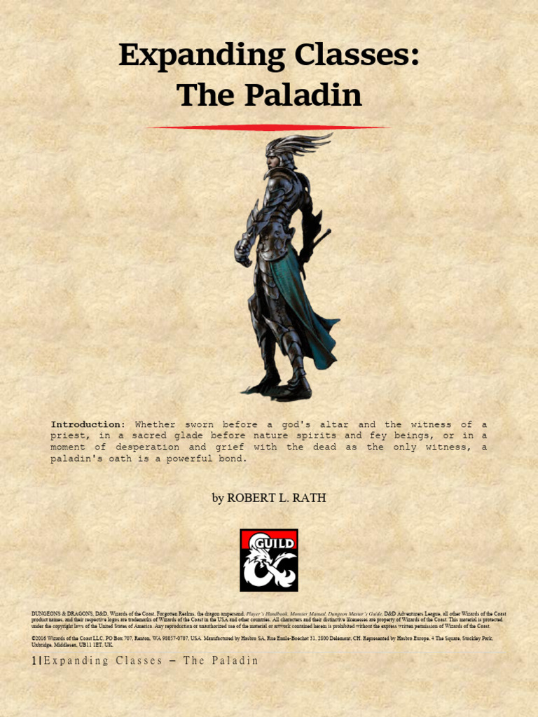 Expanding Classes (The Paladin) | PDF | Dungeons & Dragons | Gary Gygax
