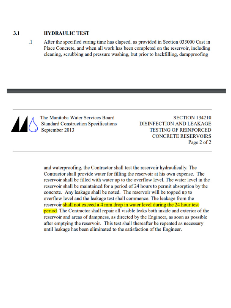 Concrete Tank Leak Test Procedures Download Free PDF Concrete Water