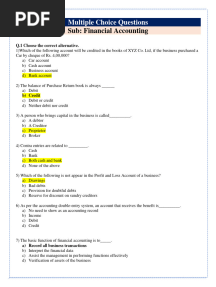 Financial Accounting - MCQ'S For Practice