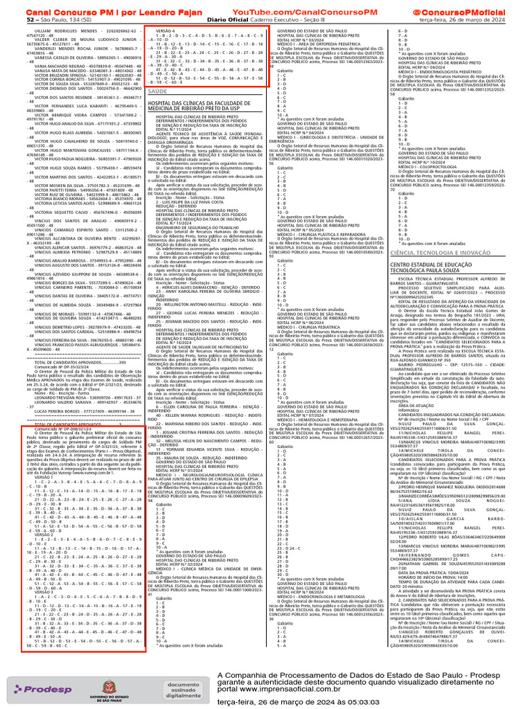 Gabaritos Provas PM SP 2024 | PDF