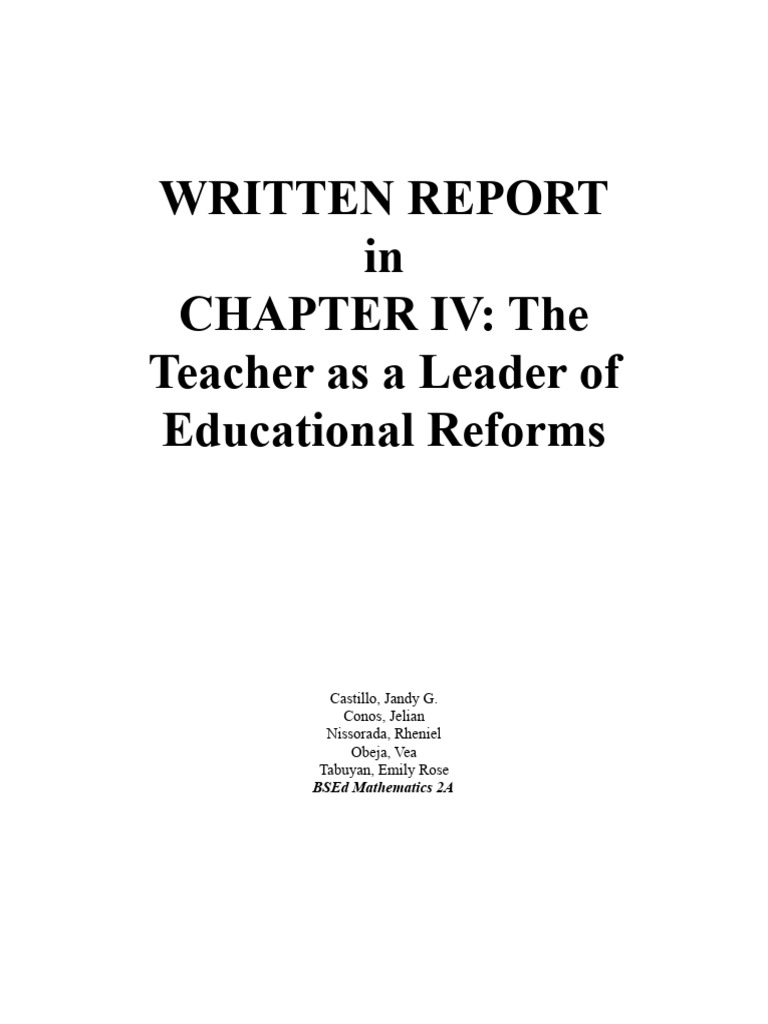 Chapter IV Written Report | PDF | Teachers | Leadership