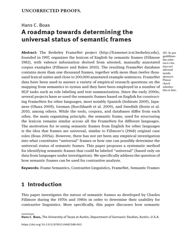 Universal Status of Semantic Frames | PDF | Semantics | Cognitive Science