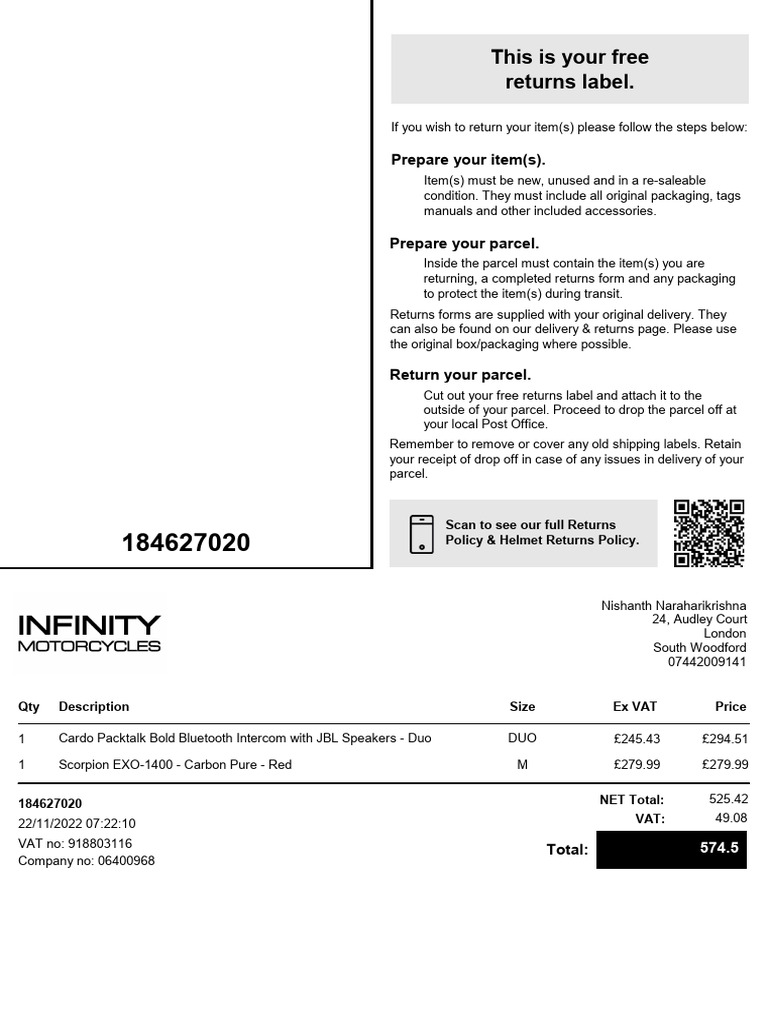 This Is Your Free Returns Label.: Prepare Your Item(s) | PDF