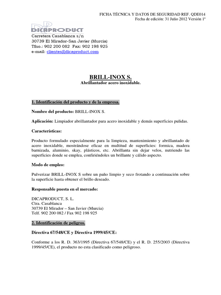 Abrill Inox PDF La seguridad Seguridad y salud ocupacional