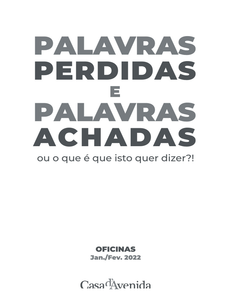 Palavras Perdidas e Palavras Achadas | PDF | Aprendizado | Bibliotecas