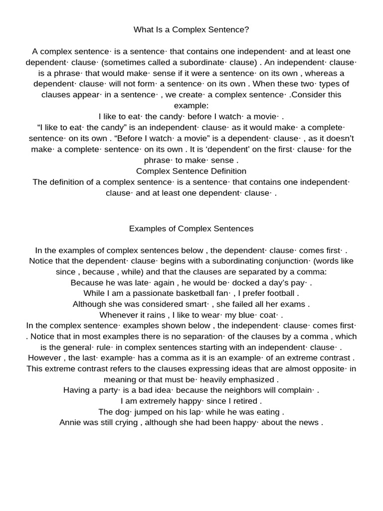 Analysis of Complex Sentence | PDF | Sentence (Linguistics) | Clause