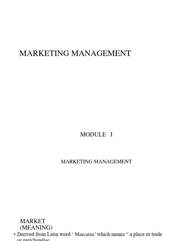 Marketing Management Overview and Concepts | PDF | Marketing | Market ...