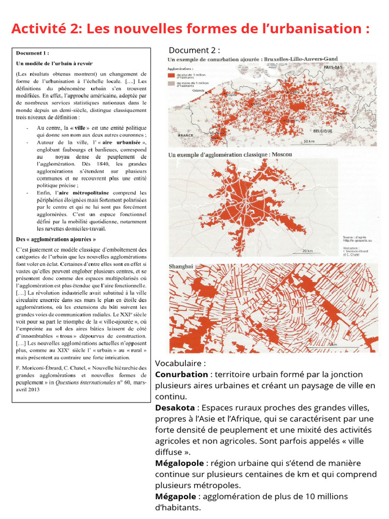 Activité 2 Les Nouvelles Formes de L'urbanisation | PDF