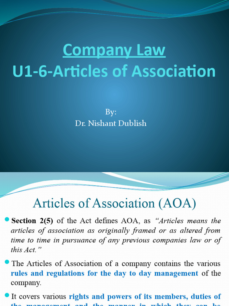 Articles of Association Overview | PDF | Share (Finance) | Articles Of ...