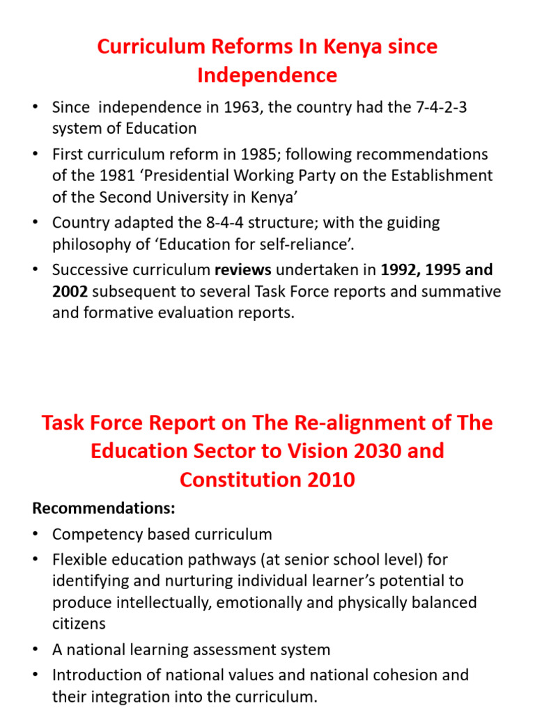 Curriculum Reforms in Kenya Since 1963 | PDF | Educational Assessment ...